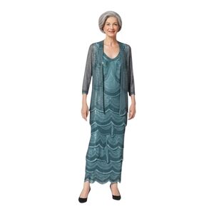 Damianou Vintage Sage Green 3 piece Formal Dress Sze XS Mother Of Bride Like New